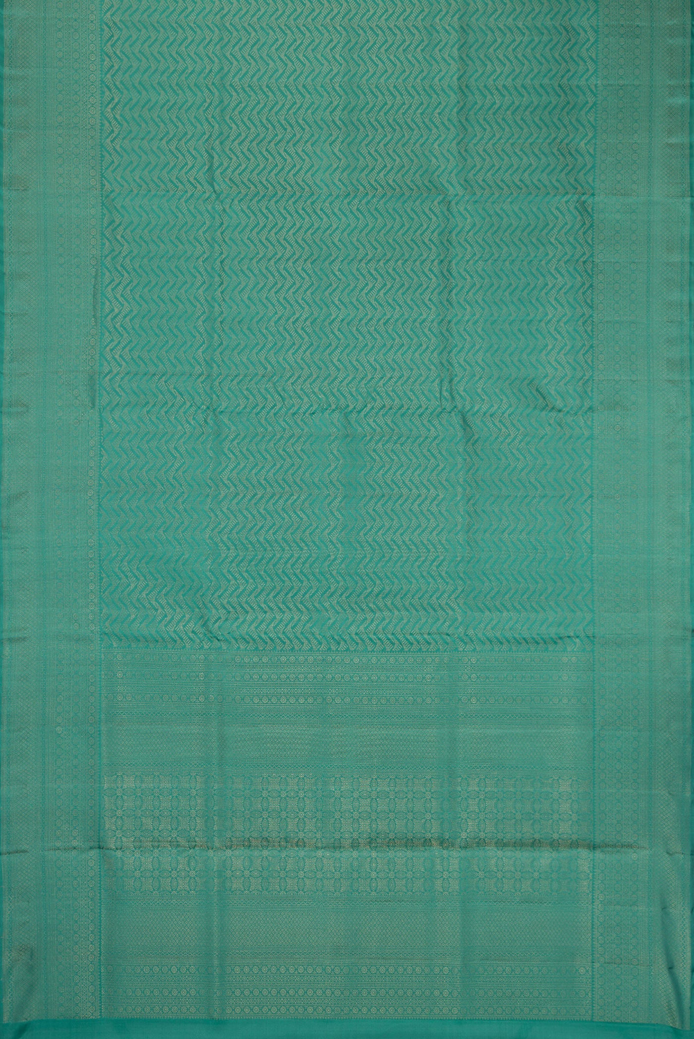 Flat view of Maya Blue Soft Silk Saree with Zari Brocade on the body and Fancy Border. 
