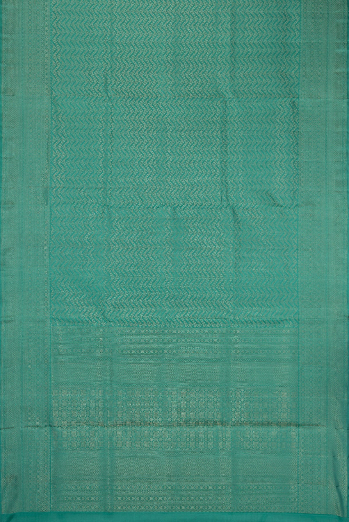 Flat view of Maya Blue Soft Silk Saree with Zari Brocade on the body and Fancy Border. 