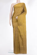 Pure Silk Mehandi Green Dual Tone Soft Saree with Zari Brocade on the body and Fancy Border.  displayed on a mannequin