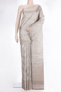 Pure Silk Grey Dual Tone Kanjivaram Saree with Zari Brocade on the body and Fancy Border.  displayed on a mannequin