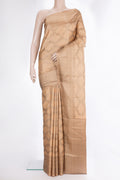 Pure Silk Golden Peach Dual Tone Kanjivaram Saree with Zari Brocade on the body and Fancy Border.  displayed on a mannequin