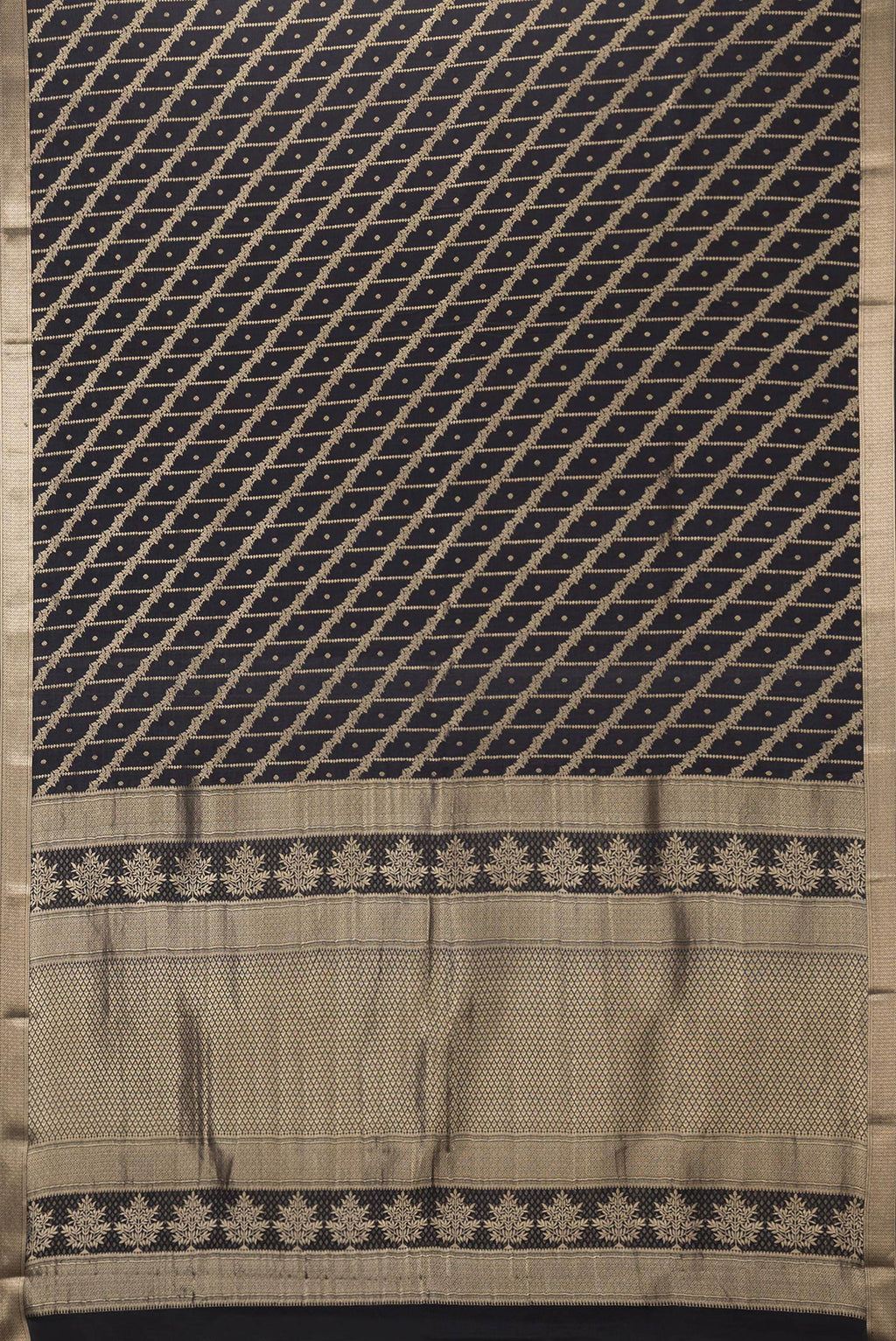 Flat view of Coffee Brown Dual Tone Crepe Saree with Zari Brocade on the body and Zari Border. 