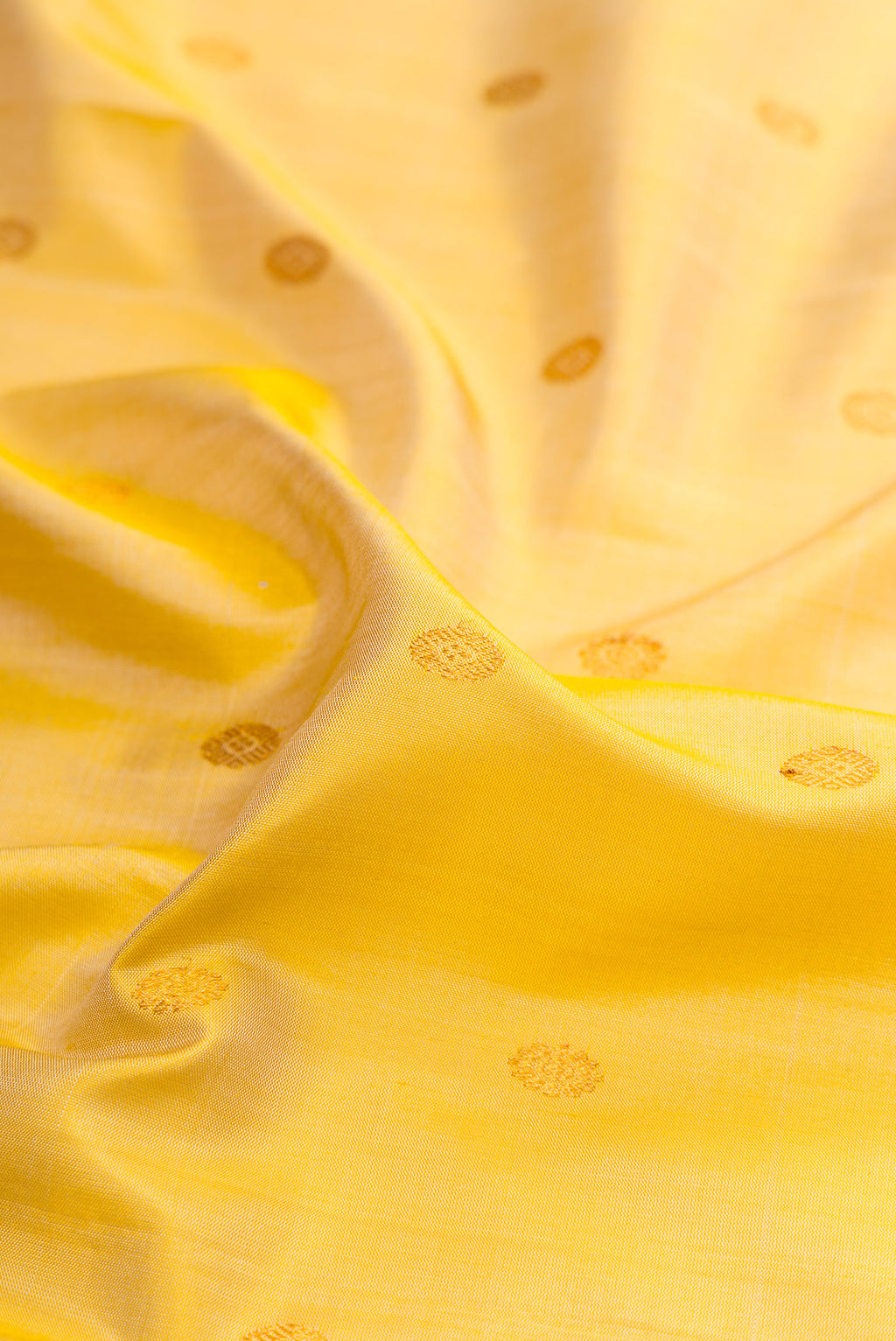 Close up of Sandal Gadwal Silk Saree with Zari Butta on the body and Zari Border.  displaying folds