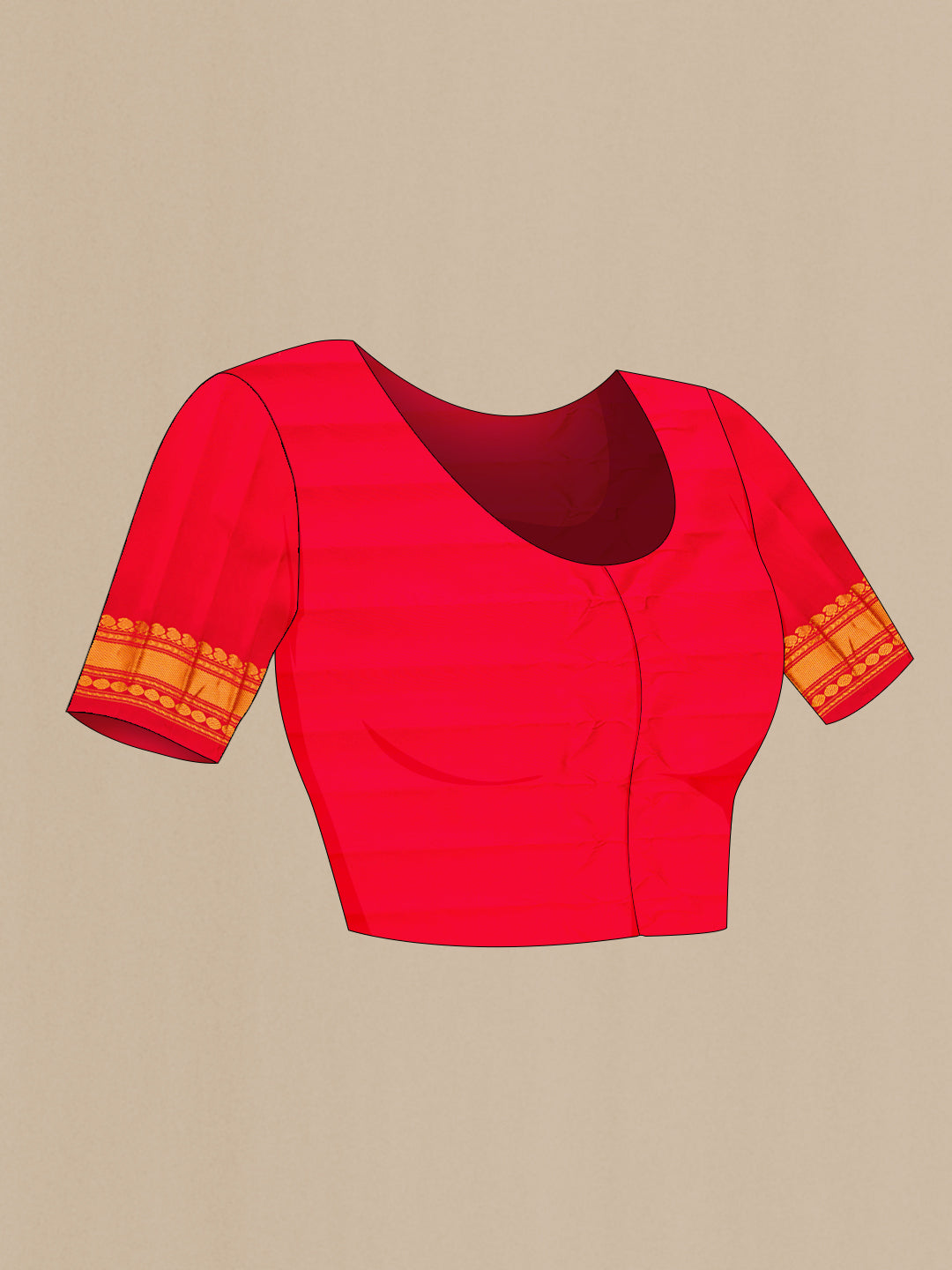 Close up image of the blouse of Yellow Gadwal Silk Saree with Checked design on the body and Zari Border. 