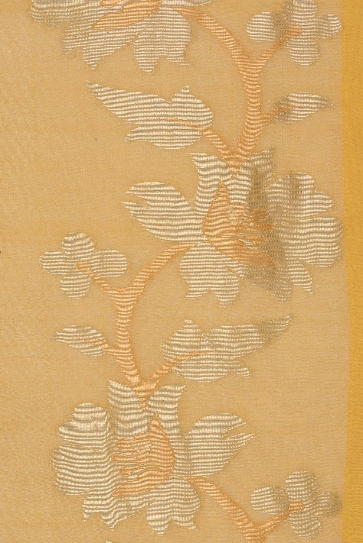 Border image of Pure Silk Mustard Dual Tone Tussar Saree with Plain Body and Fancy Border. 
