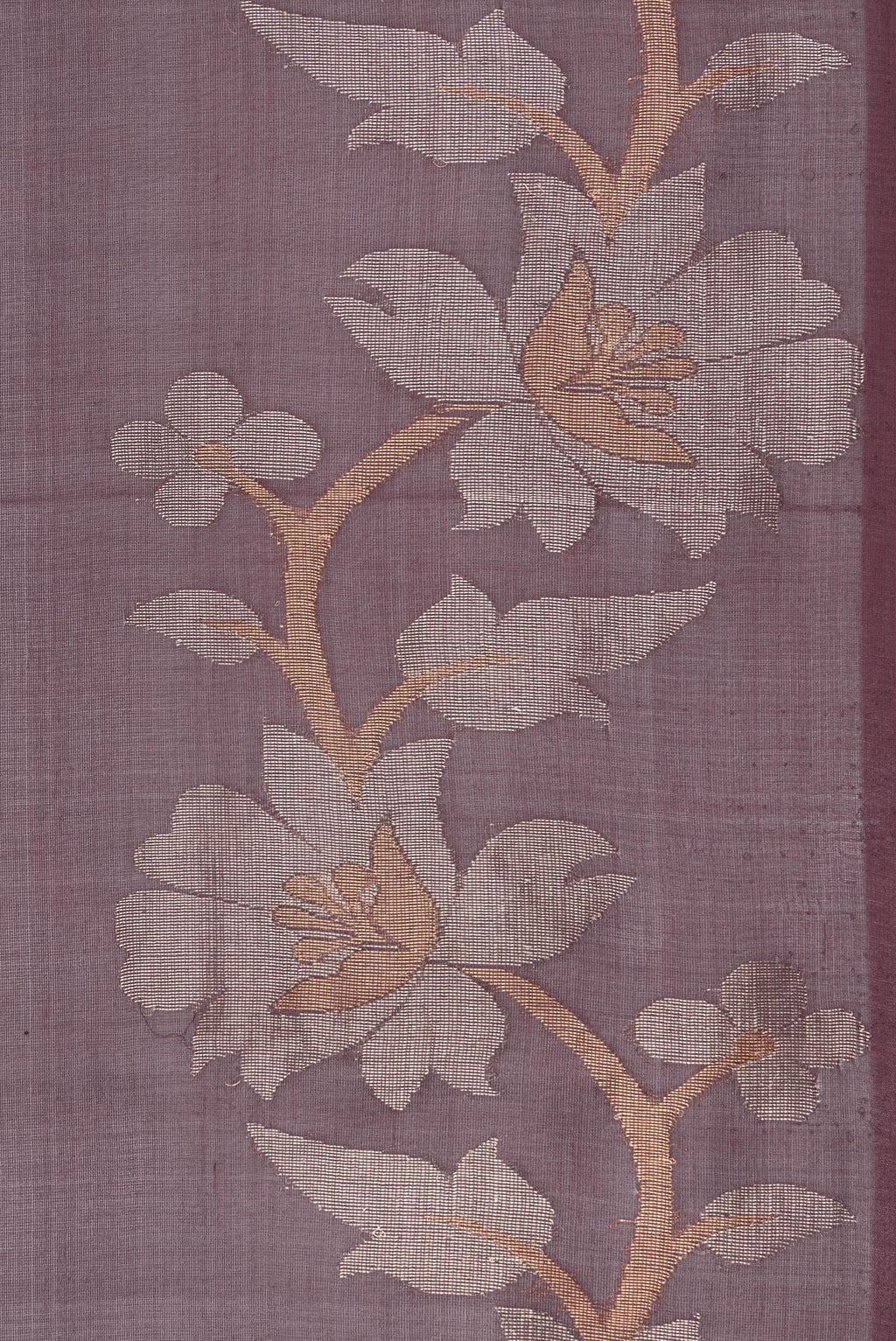 Border image of Pure Silk Burgundy Dual Tone Tussar Saree with Plain Body and Fancy Border. 