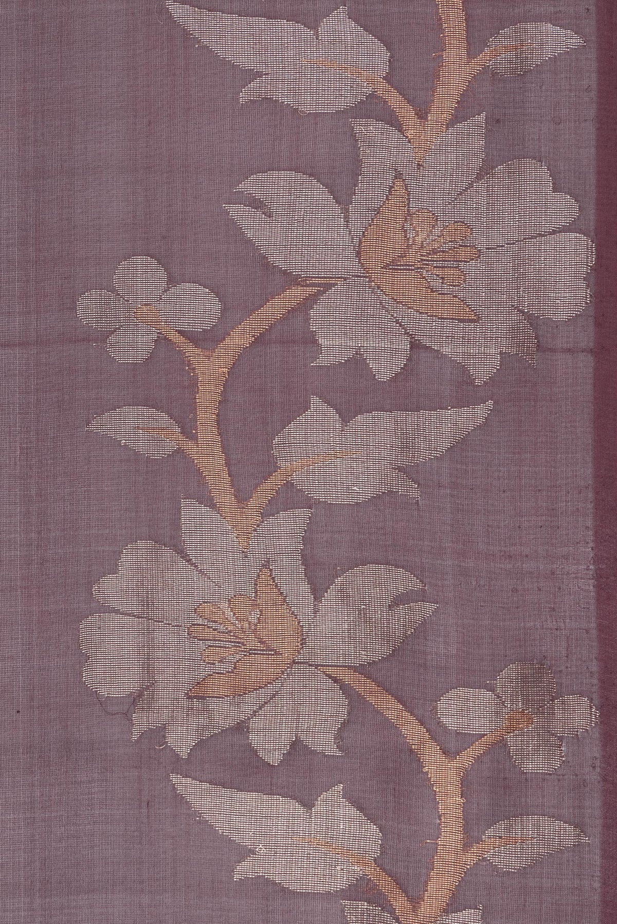 Border image of Pure Silk Burgundy Dual Tone Tussar Saree with Plain Body and Fancy Border. 