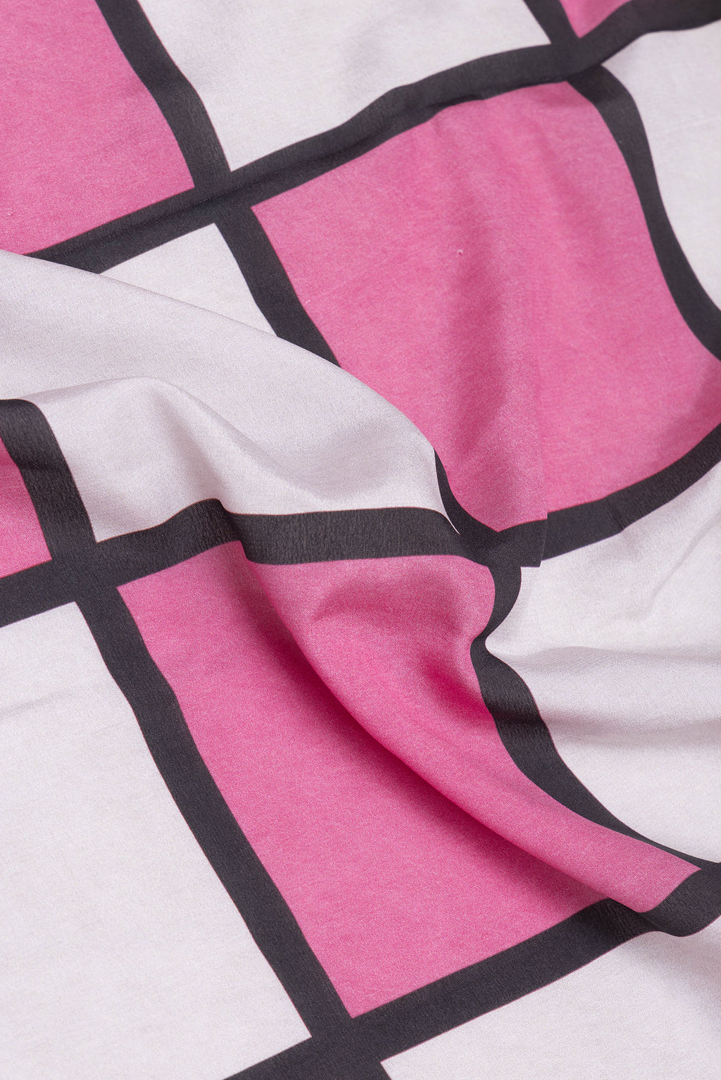 Close up of Multi Color Mysore Silk Saree with Printed design on the body and Zari Border.  displaying folds