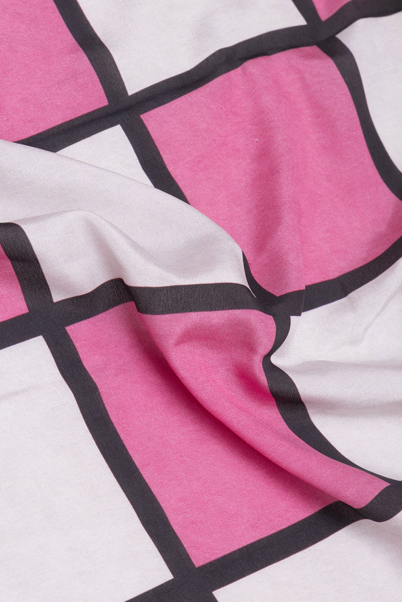 Close up of Multi Color Mysore Silk Saree with Printed design on the body and Zari Border.  displaying folds