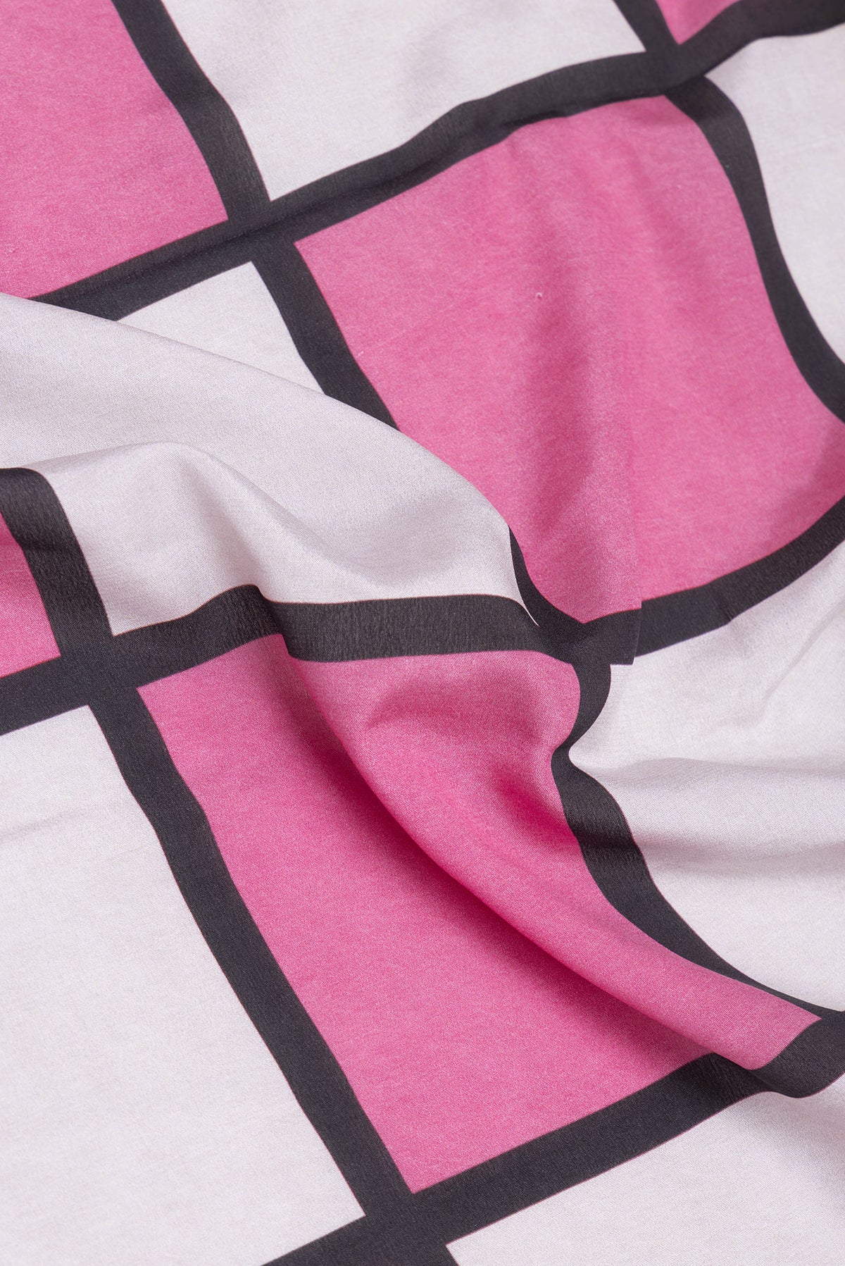 Close up of Multi Color Mysore Silk Saree with Printed design on the body and Zari Border.  displaying folds