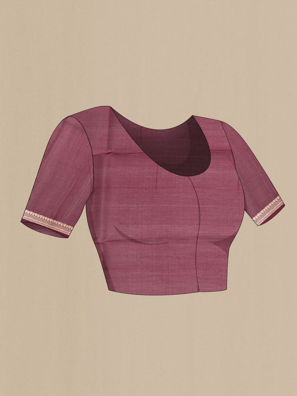 Close up image of the blouse of Coffee Brown Organza Silk Saree with Stripes on the body and Zari Border. 