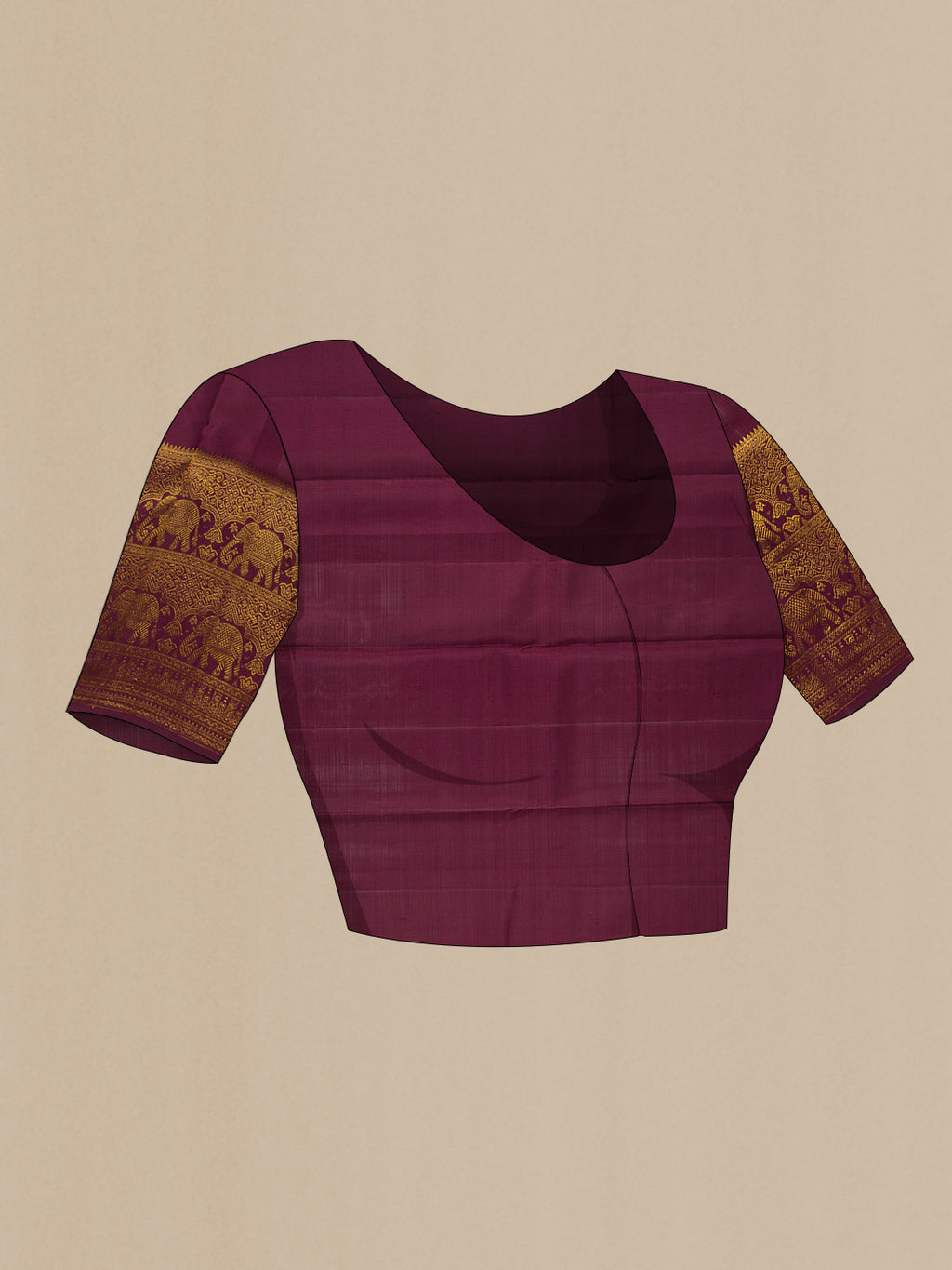 Close up image of the blouse of Coffee Brown Kanchipuram Silk Saree with Zari Butta on the body and Fancy Border. 