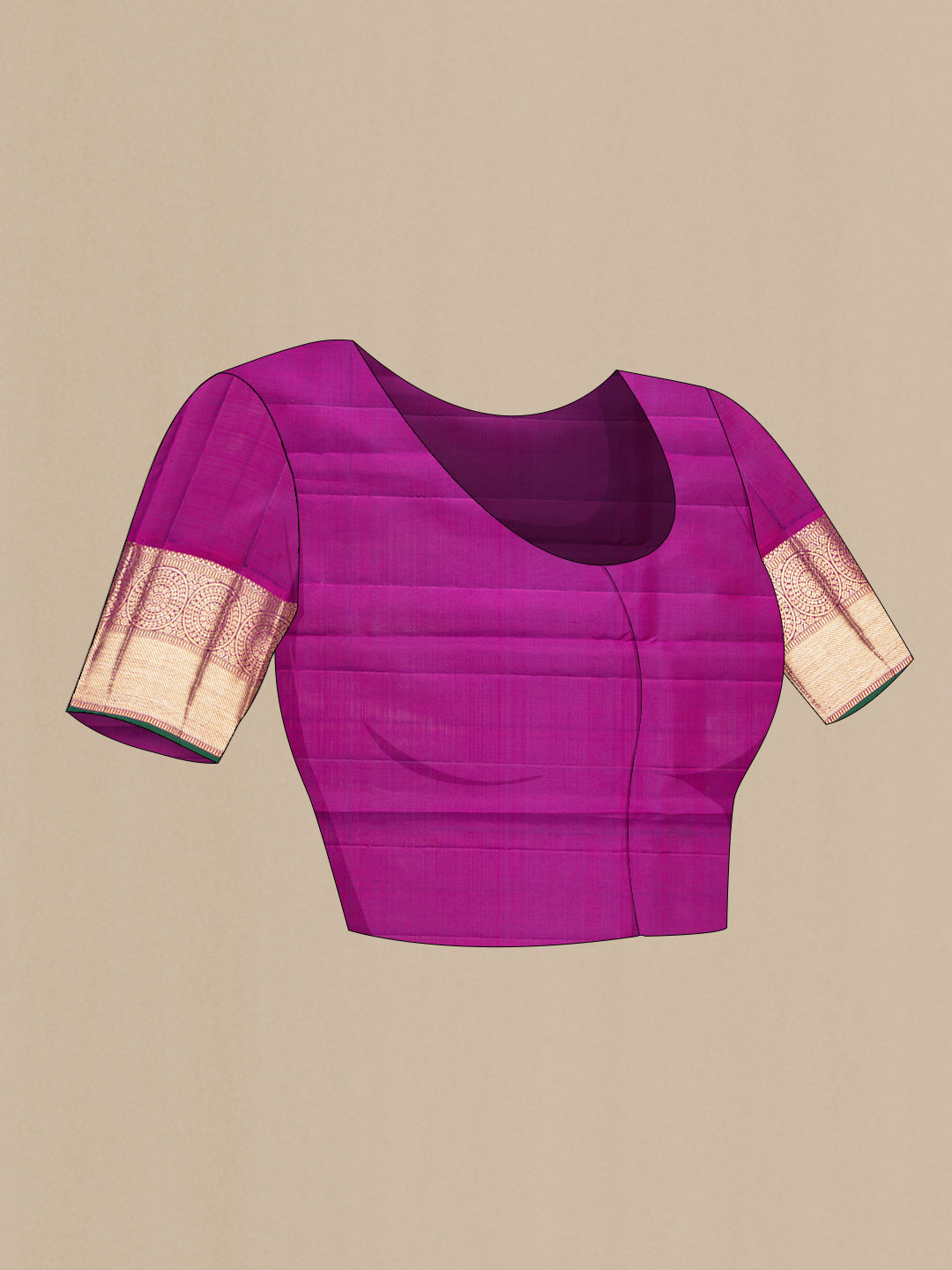 Close up image of the blouse of Pista Green Kanchipuram Silk Saree with Zari Brocade on the body and Zari Border. 