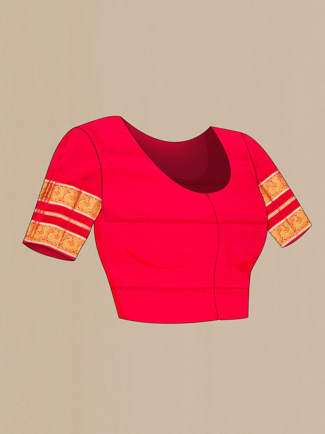 Close up image of the blouse of Bottle Green Kanchipuram Silk Saree with Veldhari on the body and Zari Border. 