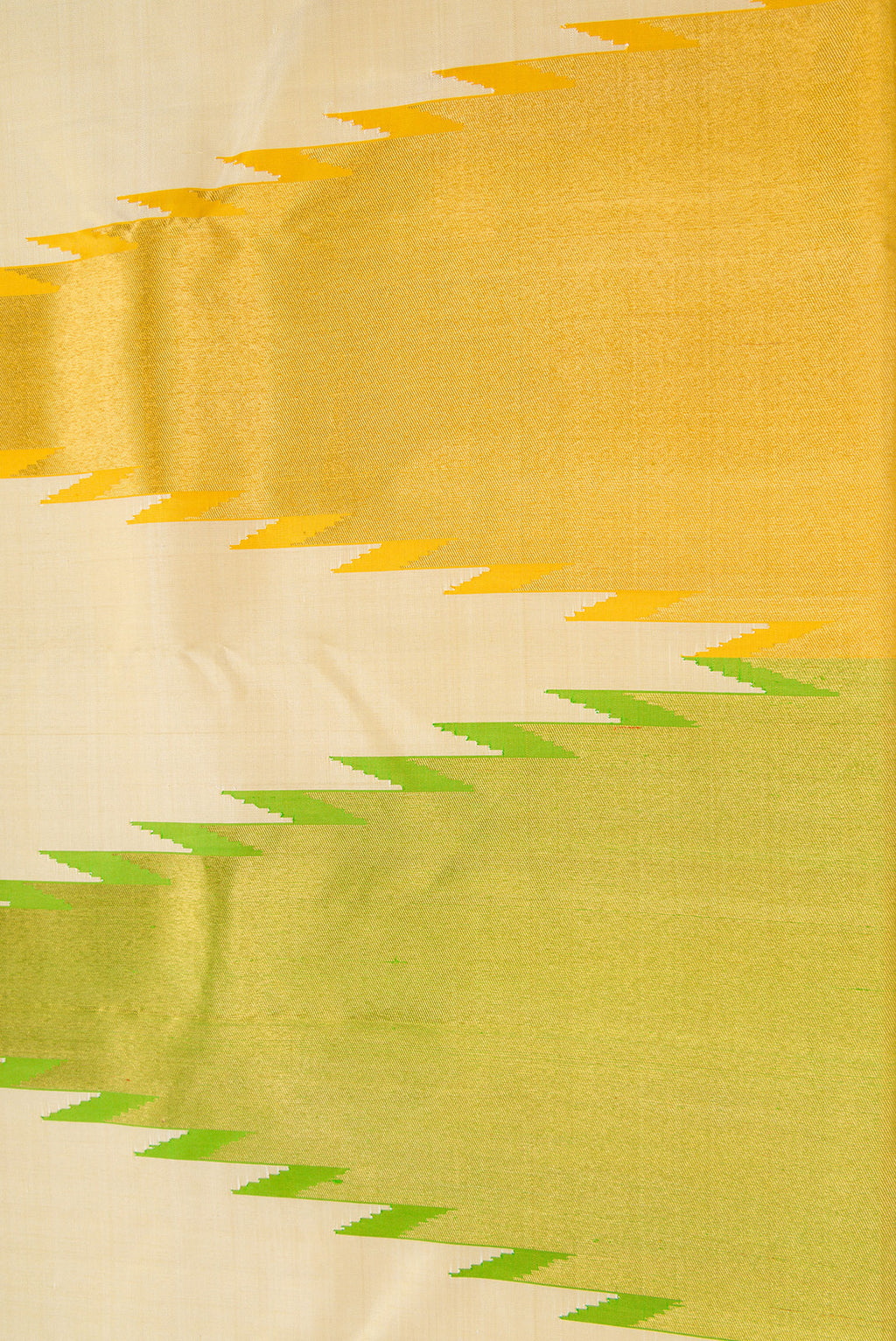 Border image of Pure Silk Pure Zari Sandal Dual Tone Kanjivaram Saree with Plain Body and Temple Border. 