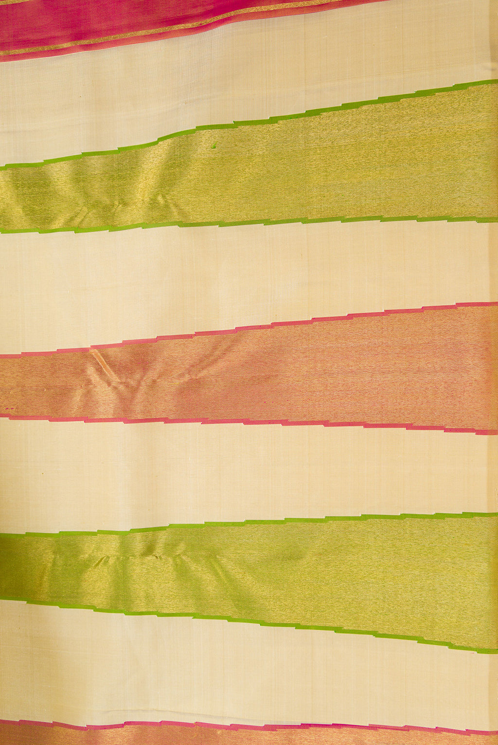 Border image of Pure Silk Pure Zari Sandal Dual Tone Kanjivaram Saree with Plain Body and Temple Border. 