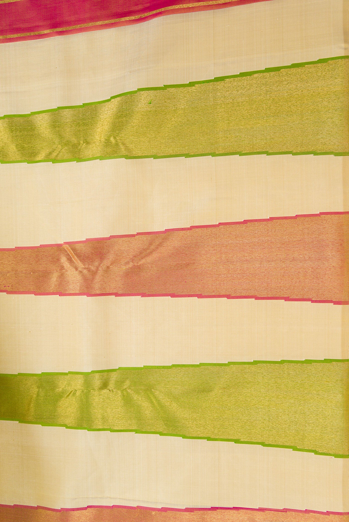 Border image of Pure Silk Pure Zari Sandal Dual Tone Kanjivaram Saree with Plain Body and Temple Border. 