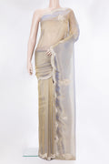 Light Blue Dual Tone Organza Saree with Embroidery on the body and Sequin Border.  displayed on a mannequin