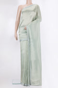 Mint Green Dual Tone Organza Saree with Embroidery on the body and Sequin Border.  displayed on a mannequin