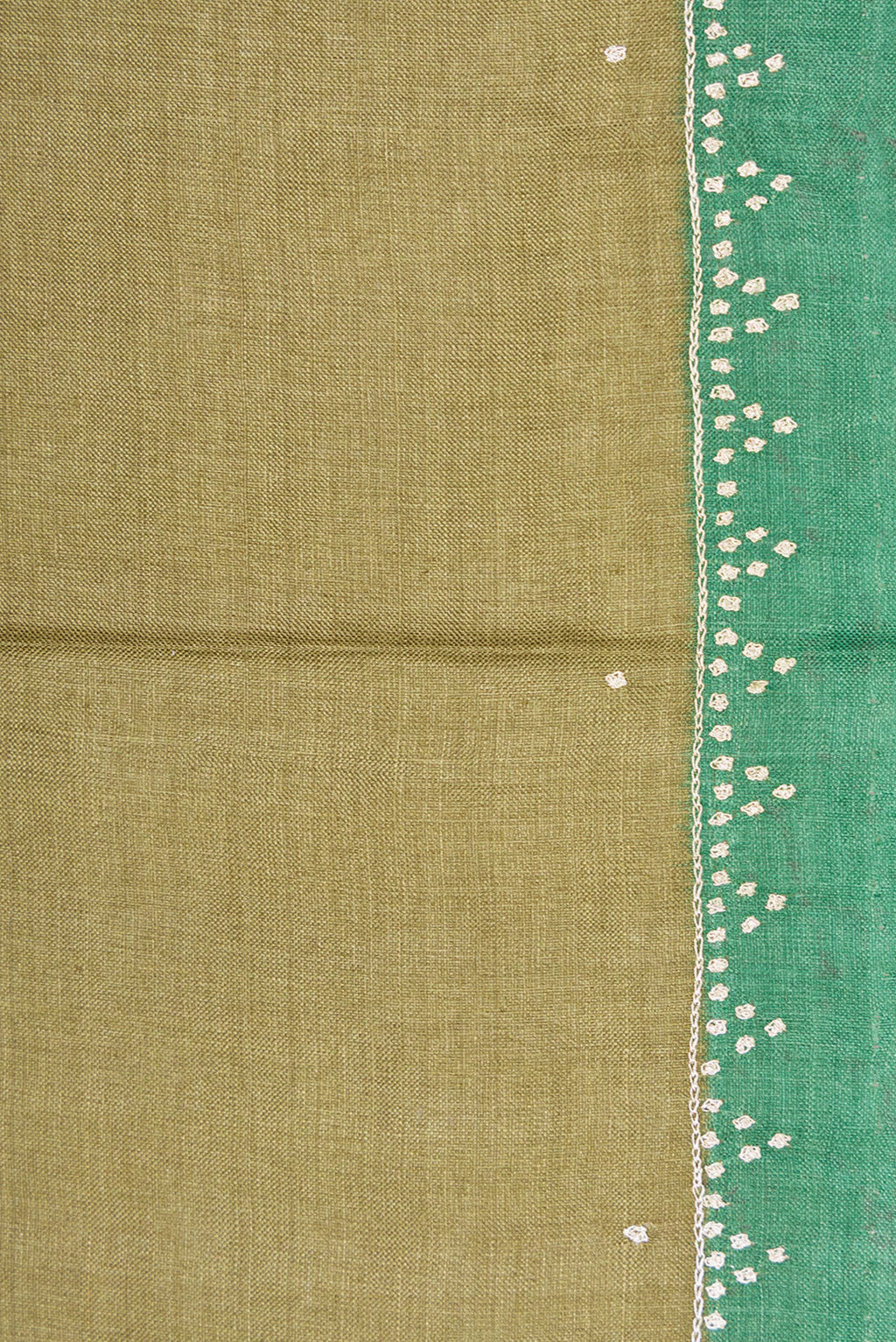 Border image of Mehandi Green Dual Tone Tussar Silk Saree with Embroidery on the body and Embroidery Border. 