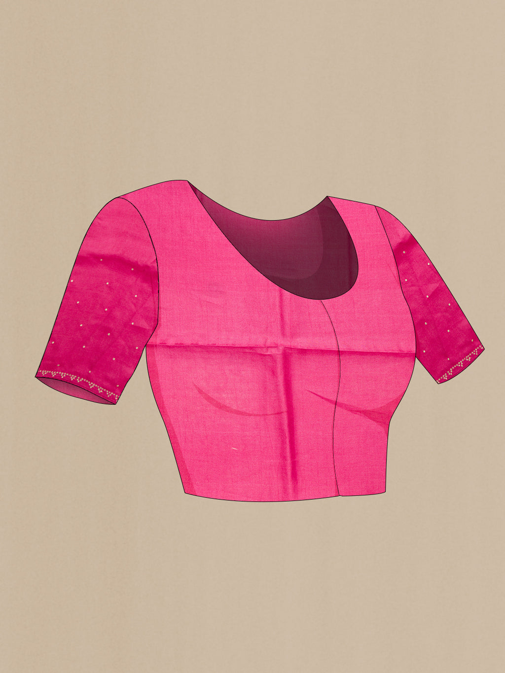 Close up image of the blouse of Grey Tussar Silk Saree with Embroidery on the body and Embroidery Border. 