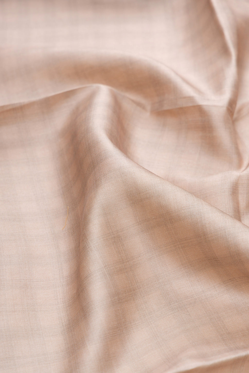 Close up of Beige Tussar Silk Saree with Checked design on the body and Plain Border.  displaying folds