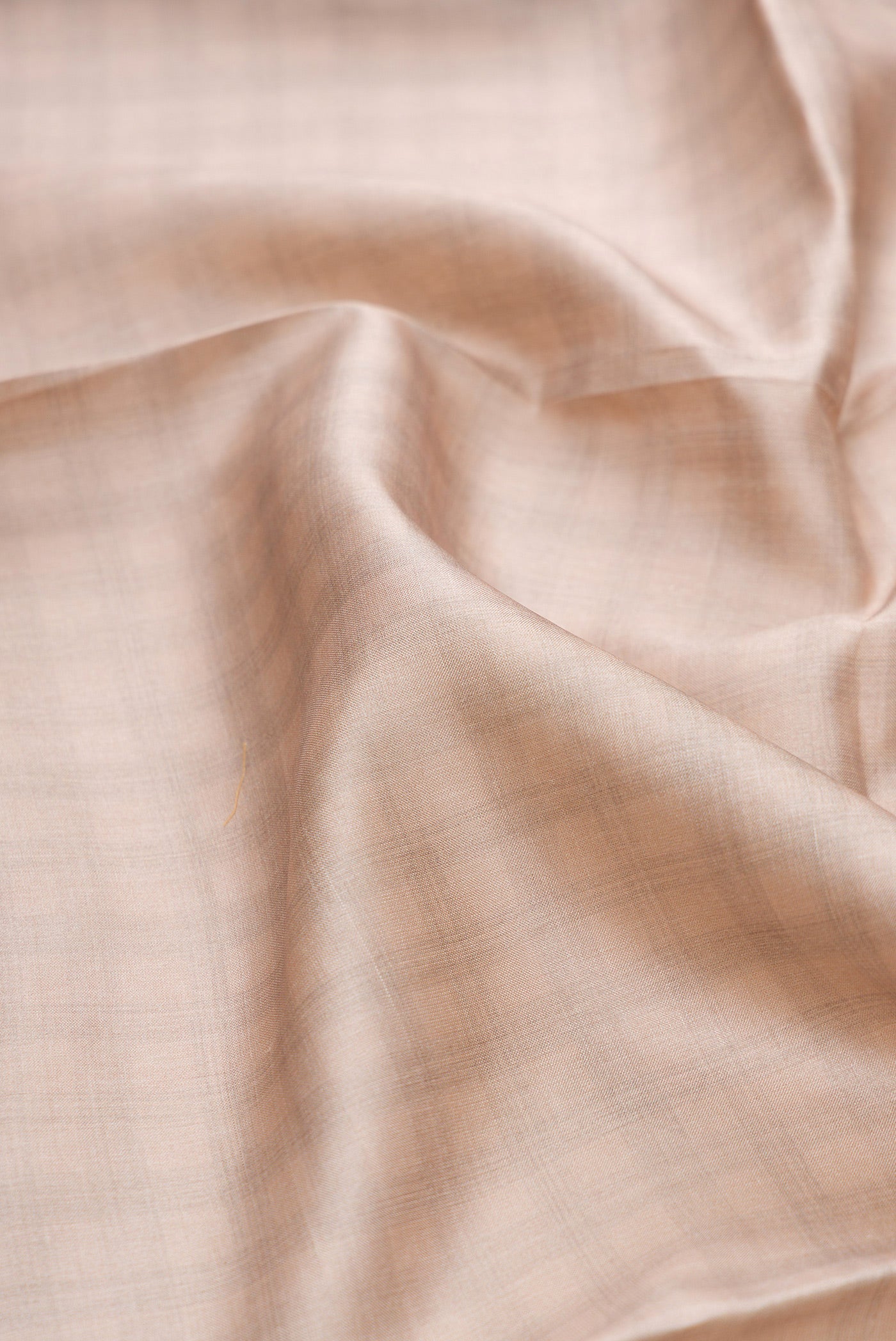 Close up of Beige Tussar Silk Saree with Checked design on the body and Plain Border.  displaying folds