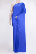Royal Blue Crepe Saree with Plain Body and Without Border.  displayed on a mannequin