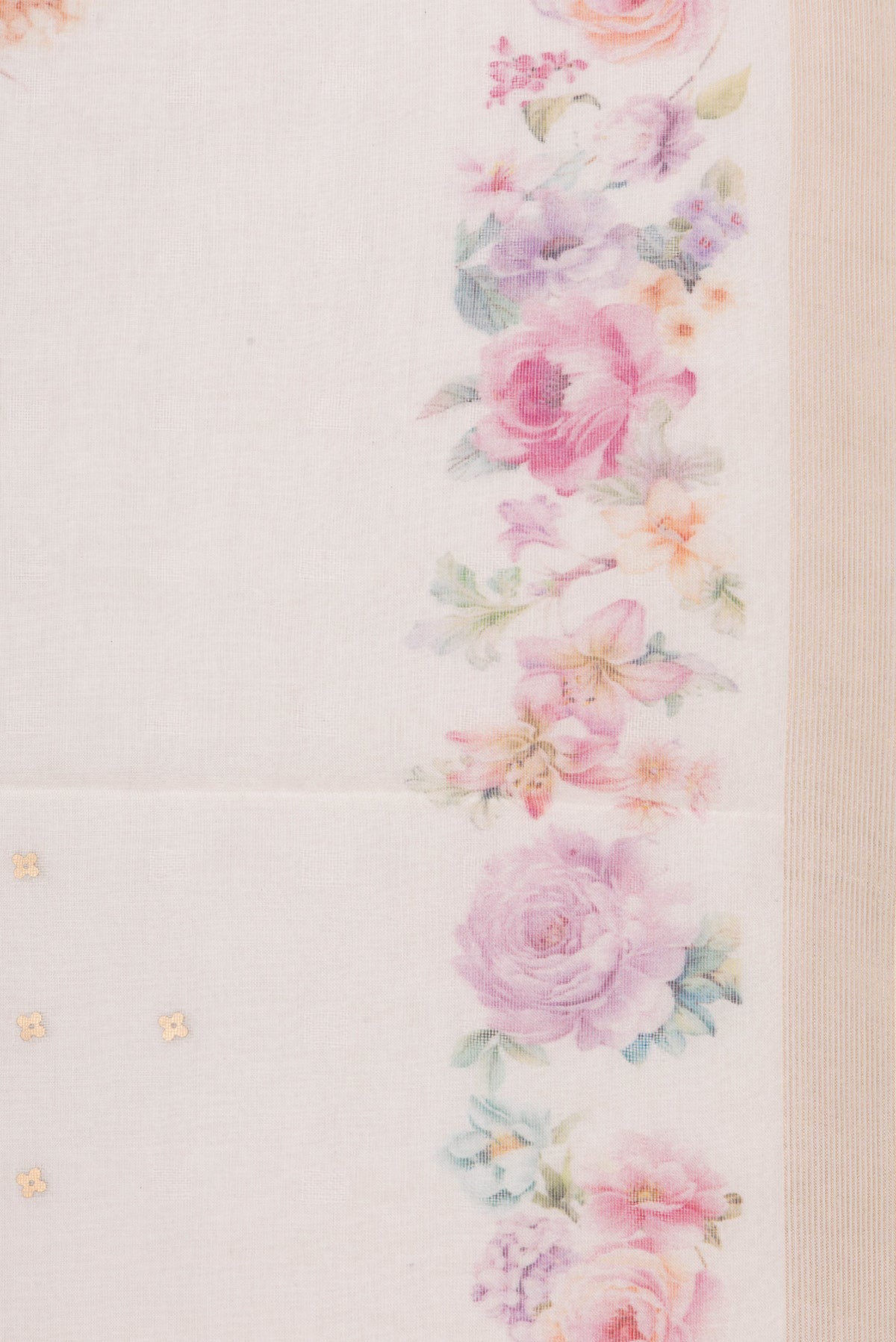 Border image of Pure Silk Off White Dual Tone Tussar Saree with Printed design on the body and Fancy Border. 