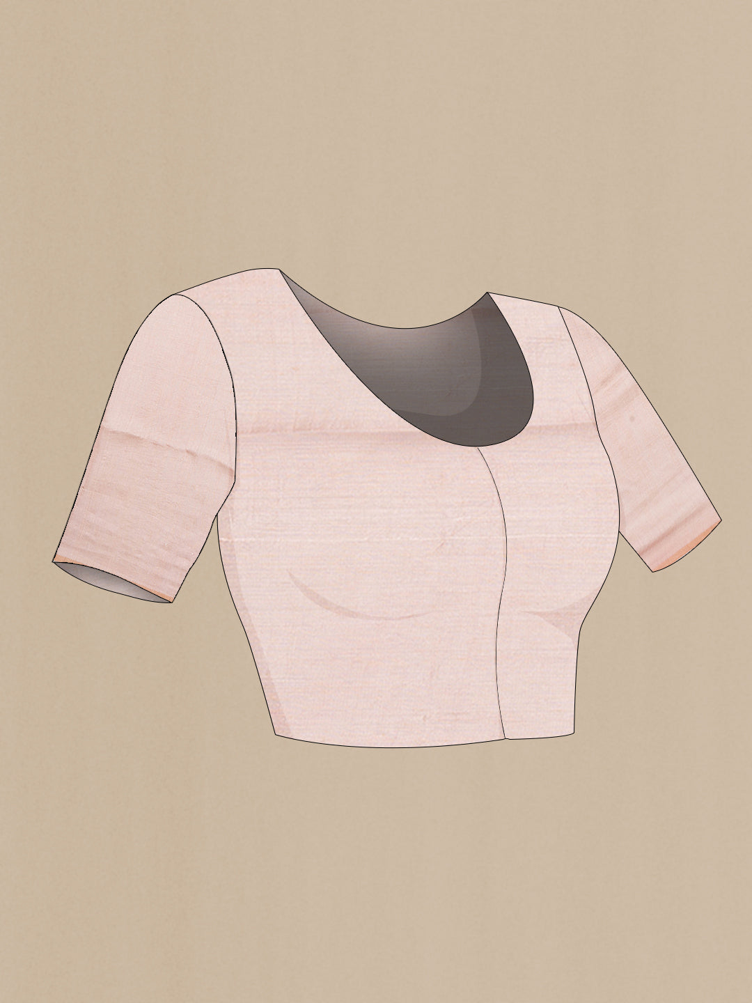 Close up image of the blouse of Rose Gold Dual Tone Tussar Saree with Floral Print on the body and Sequin Border. 
