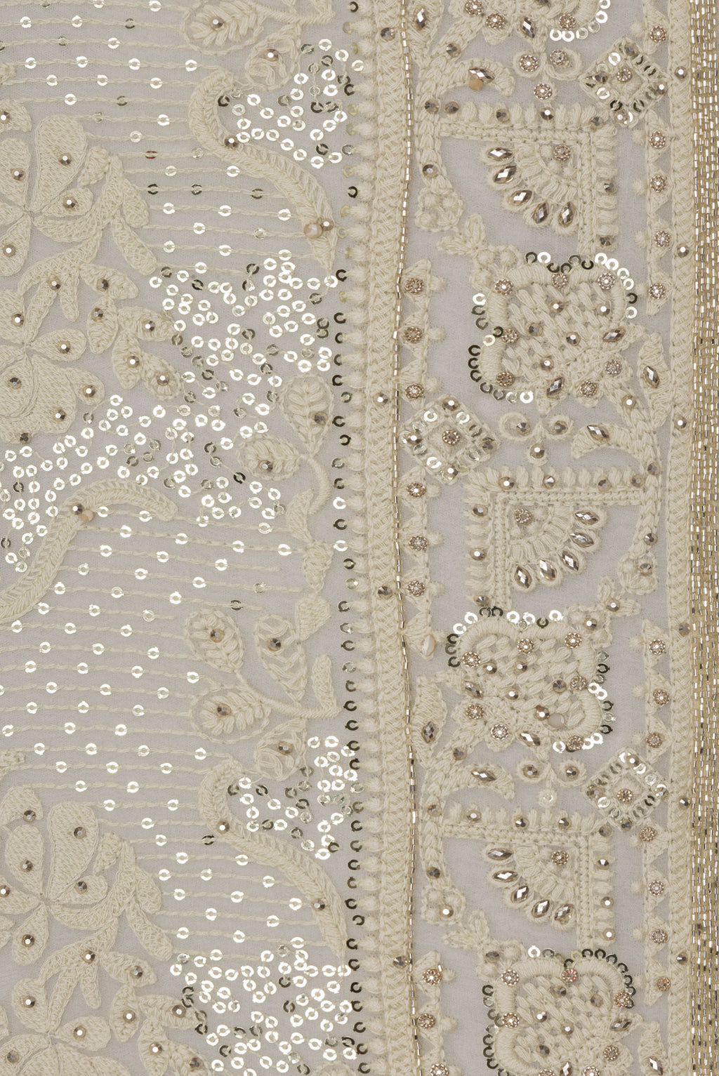 Border image of Off White Dual Tone Georgette Saree with Embroidery on the body and Sequin Border. 