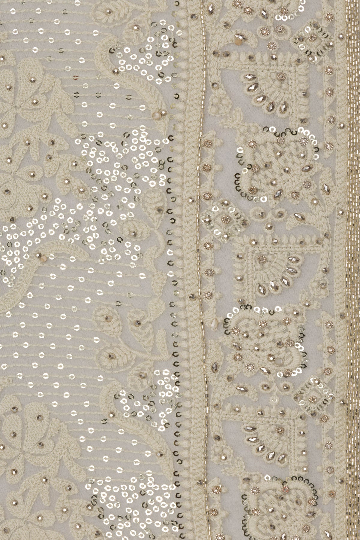 Border image of Off White Dual Tone Georgette Saree with Embroidery on the body and Sequin Border. 