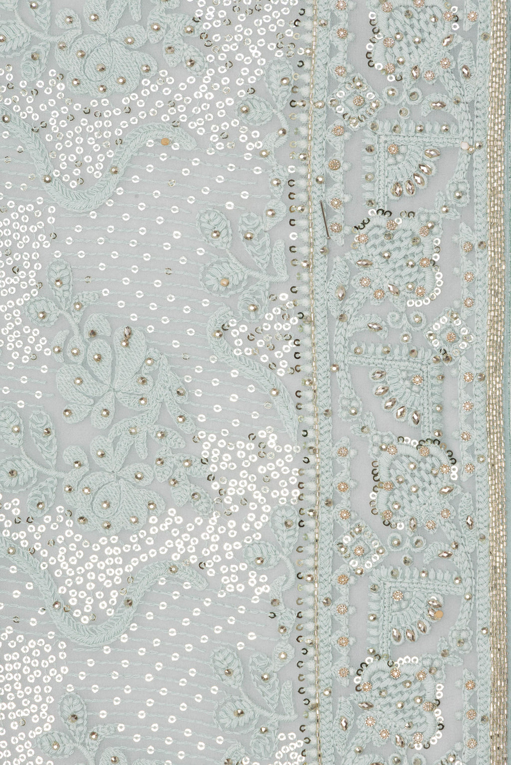 Border image of Light Blue Dual Tone Georgette Saree with Embroidery on the body and Sequin Border. 