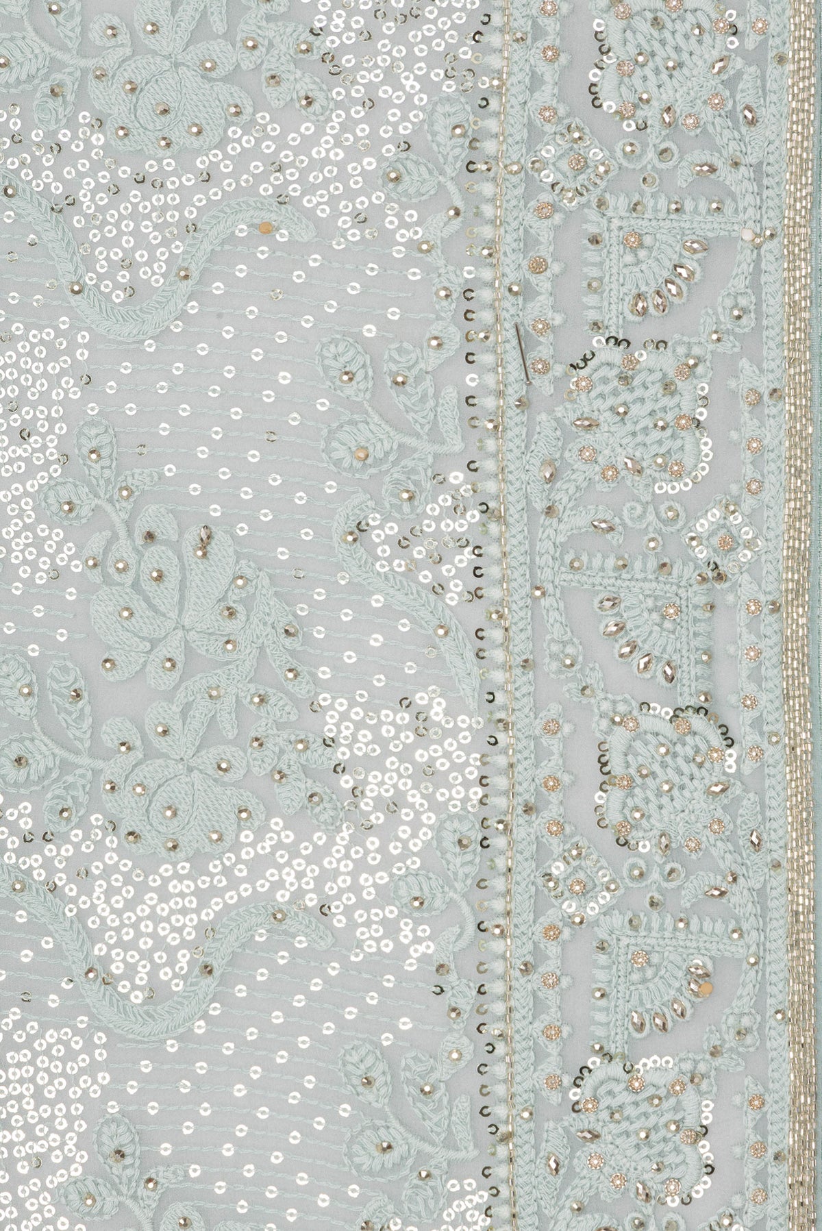 Border image of Light Blue Dual Tone Georgette Saree with Embroidery on the body and Sequin Border. 