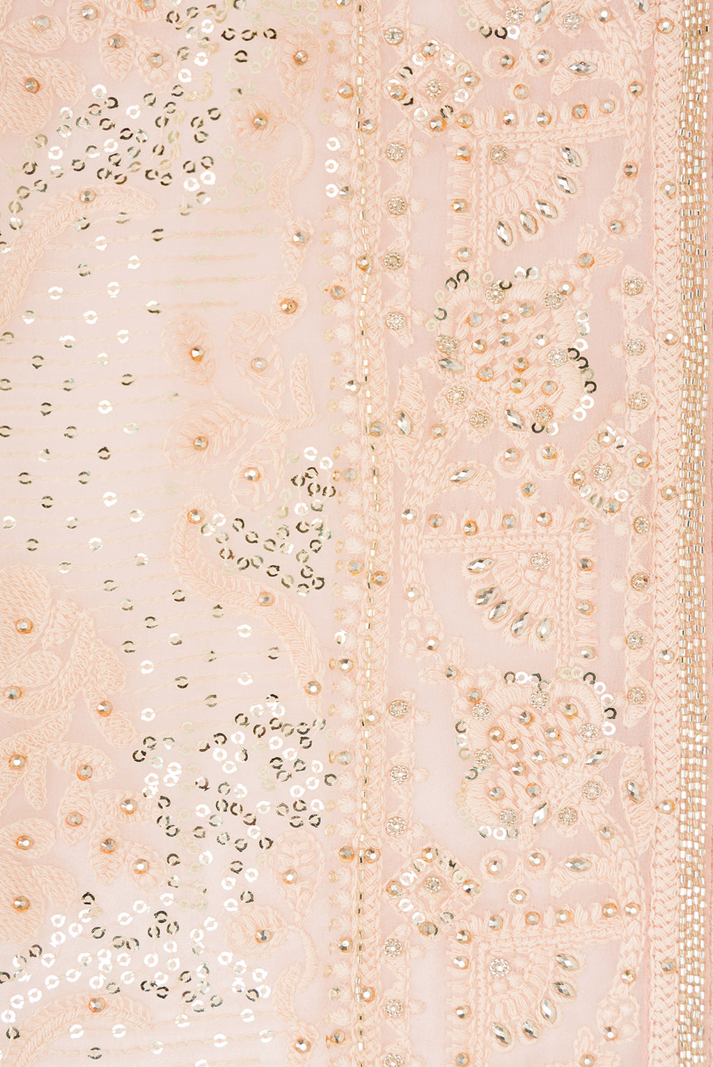 Border image of Peach Dual Tone Mysore Georgette Saree with Embroidered on the body and Sequin Border. 
