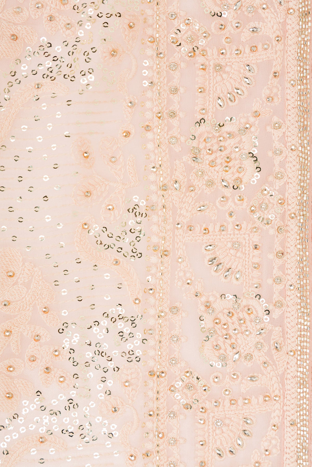 Border image of Peach Dual Tone Mysore Georgette Saree with Embroidered on the body and Sequin Border. 