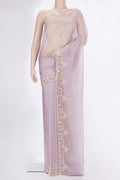 Lavender Dual Tone Organza Saree with Embroidered on the body and Embroidered Border.  displayed on a mannequin