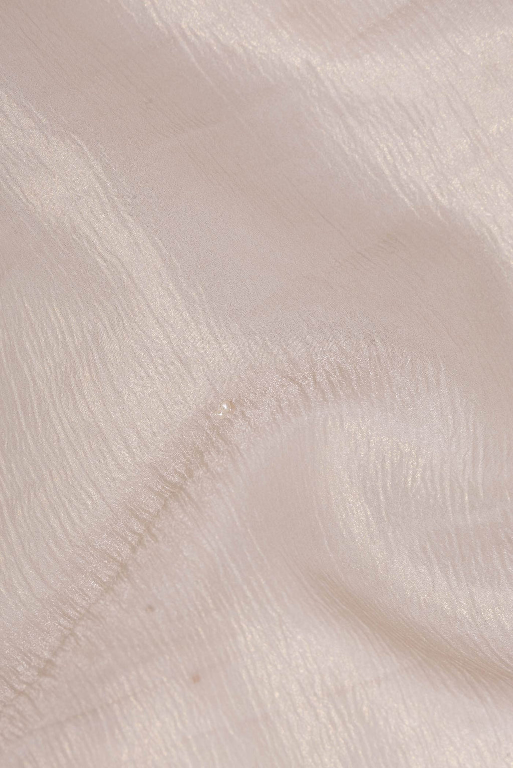 Close up of Beige Dual Tone Organza Saree with Embroidered on the body and Sequin Border.  displaying folds