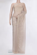 Beige Dual Tone Organza Saree with Embroidered on the body and Sequin Border.  displayed on a mannequin
