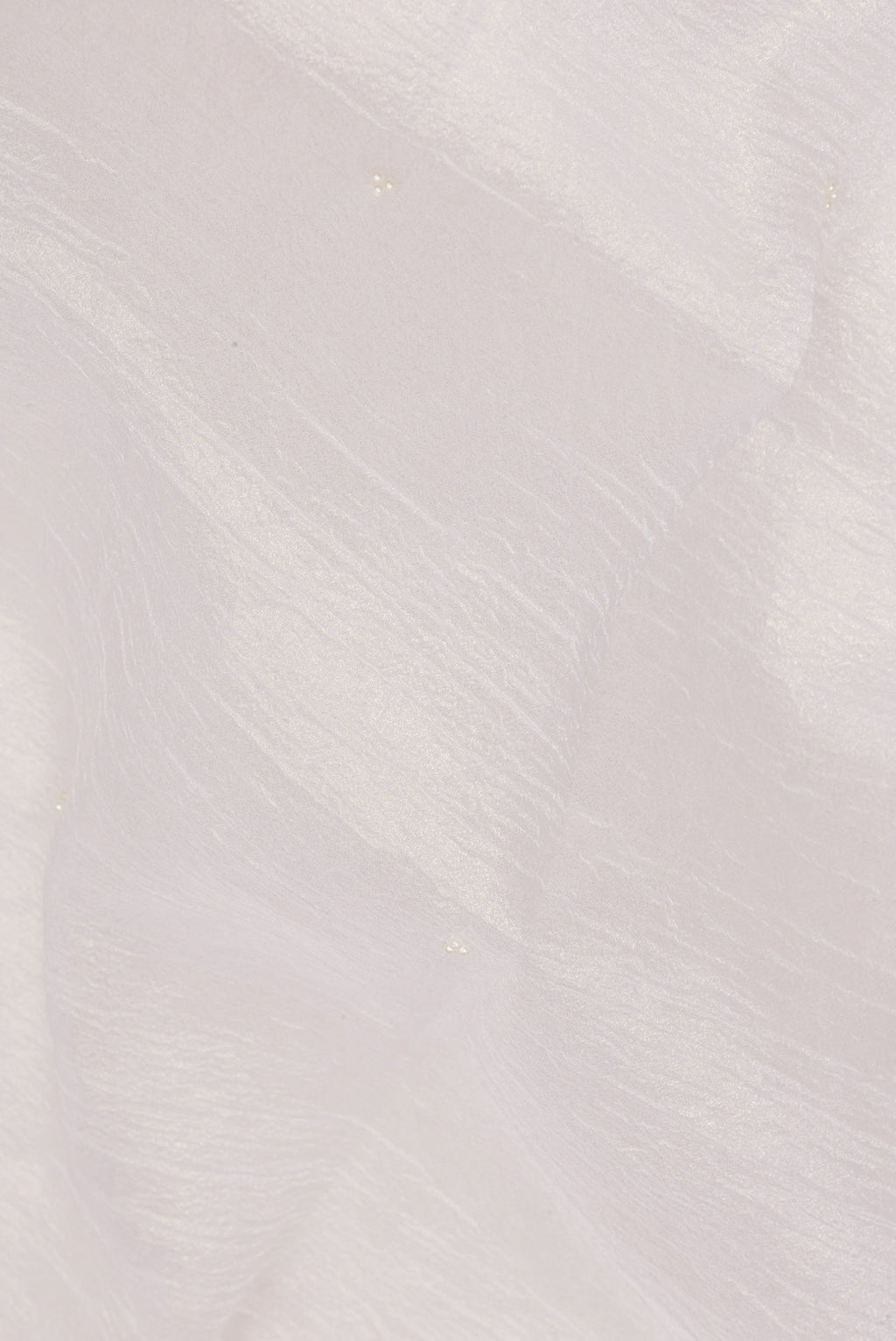 Close up of Off White Dual Tone Organza Saree with Embroidered on the body and Embroidered Border.  displaying folds