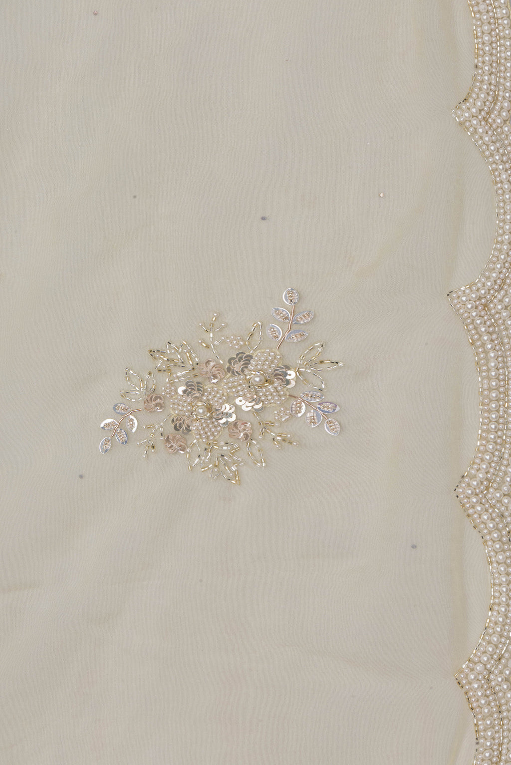 Border image of Pure Silk Sandal Dual Tone Organza Saree with Embroidery on the body and Sequin Border. 