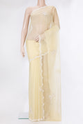 Pure Silk Sandal Dual Tone Organza Saree with Embroidery on the body and Sequin Border.  displayed on a mannequin