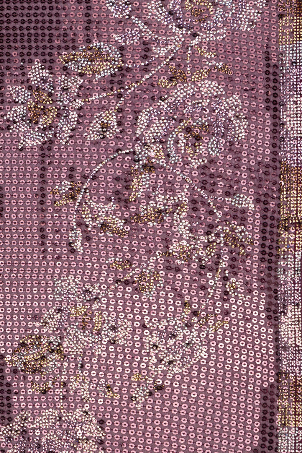 Border image of Burgundy Dual Tone Georgette Saree with Embroidery on the body and Sequin Border. 