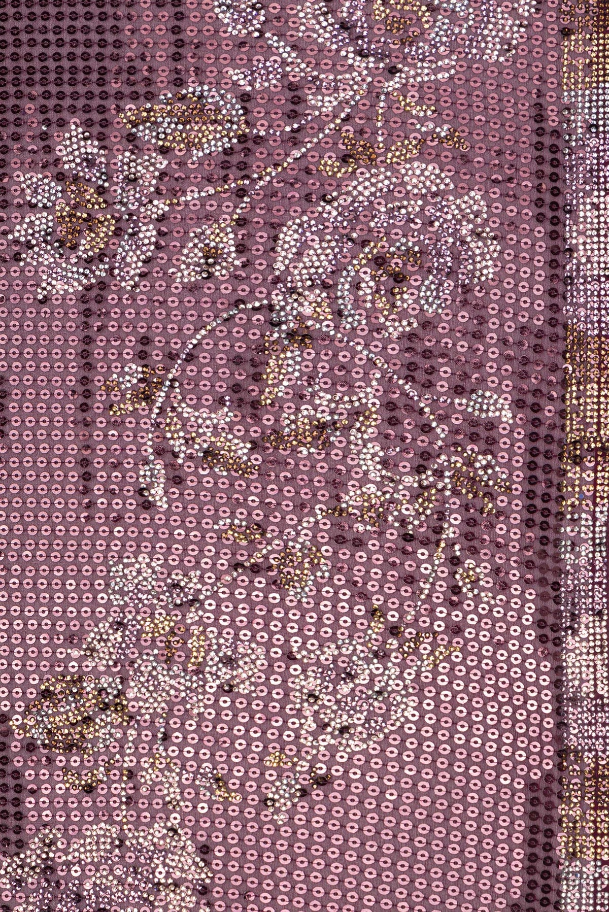 Border image of Burgundy Dual Tone Georgette Saree with Embroidery on the body and Sequin Border. 
