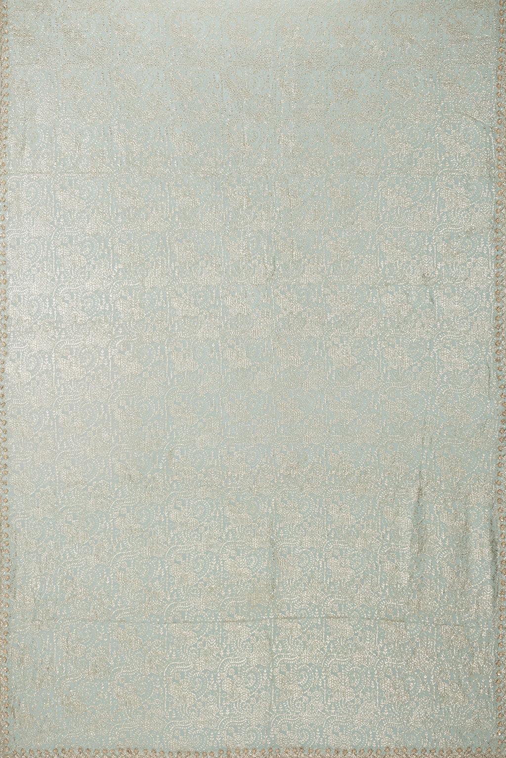 Flat view of Light Blue Dual Tone Georgette Saree with Embroidery on the body and Sequin Border. 