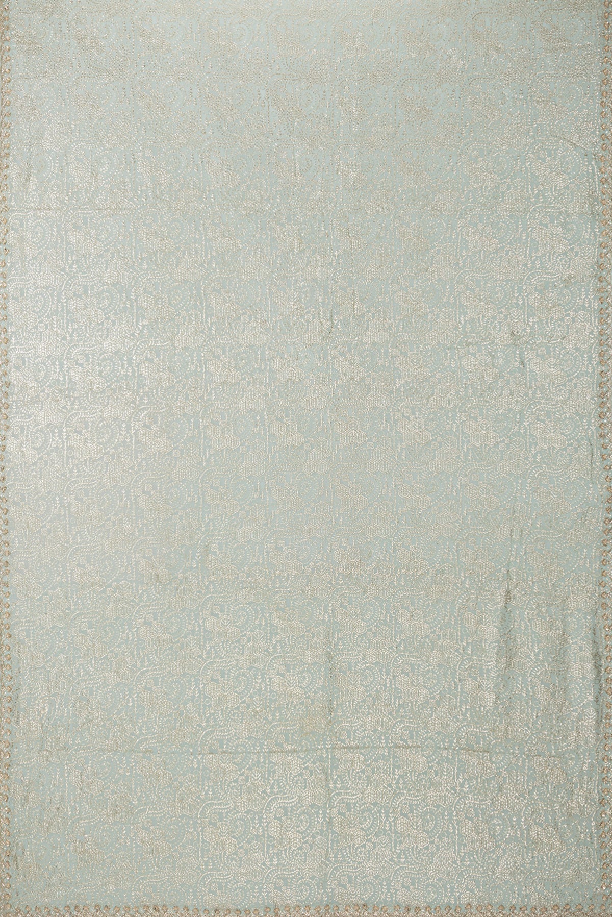Flat view of Light Blue Dual Tone Georgette Saree with Embroidery on the body and Sequin Border. 