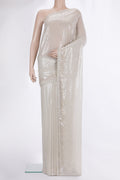 Cream Georgette Saree with Embroidered on the body and Sequin Border.  displayed on a mannequin