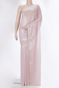 Rose pink Dual Tone Georgette Saree with Embroidery on the body and Sequin Border.  displayed on a mannequin