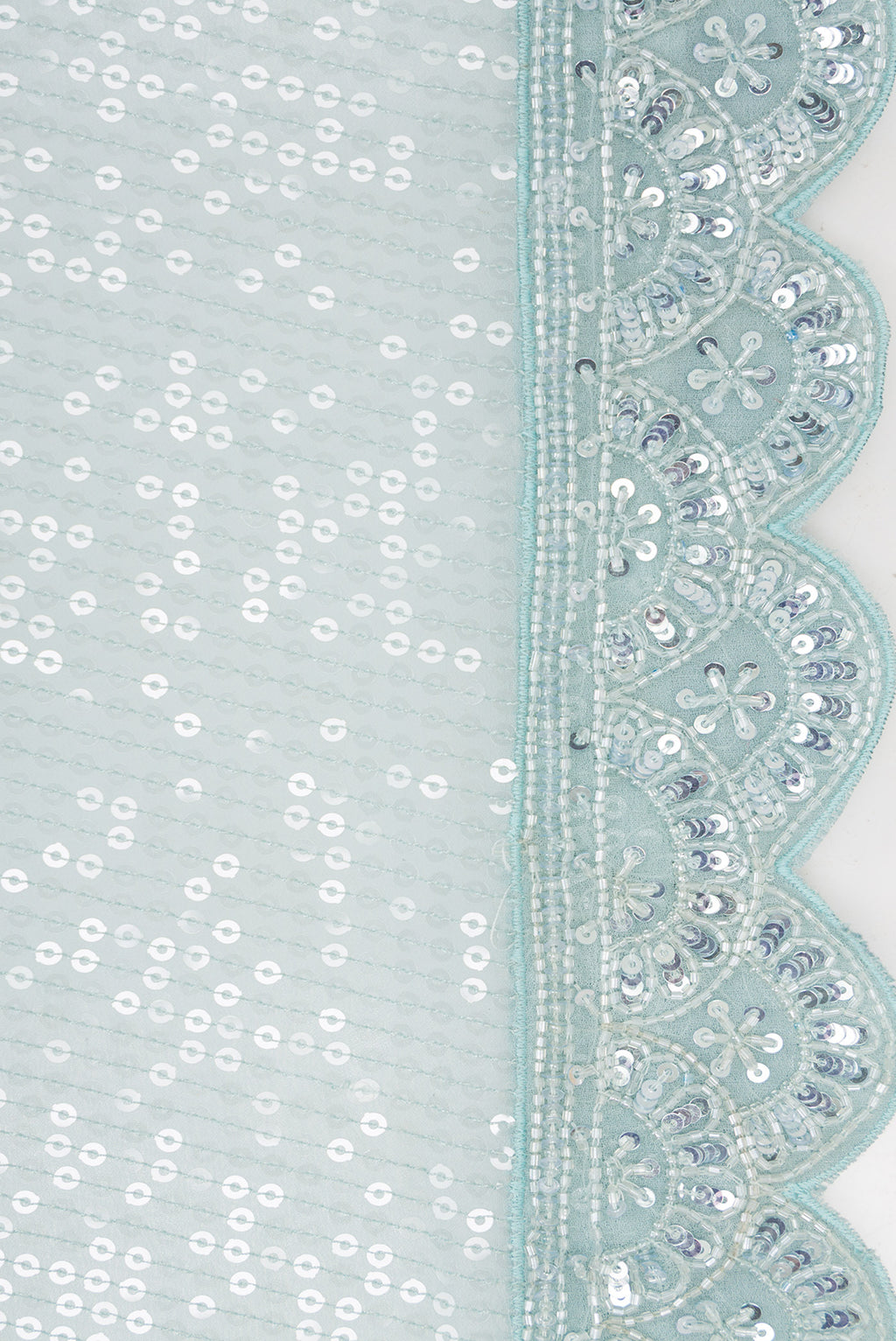 Border image of Grey Dual Tone Mysore Georgette Saree with Embroidered on the body and Sequin Border. 