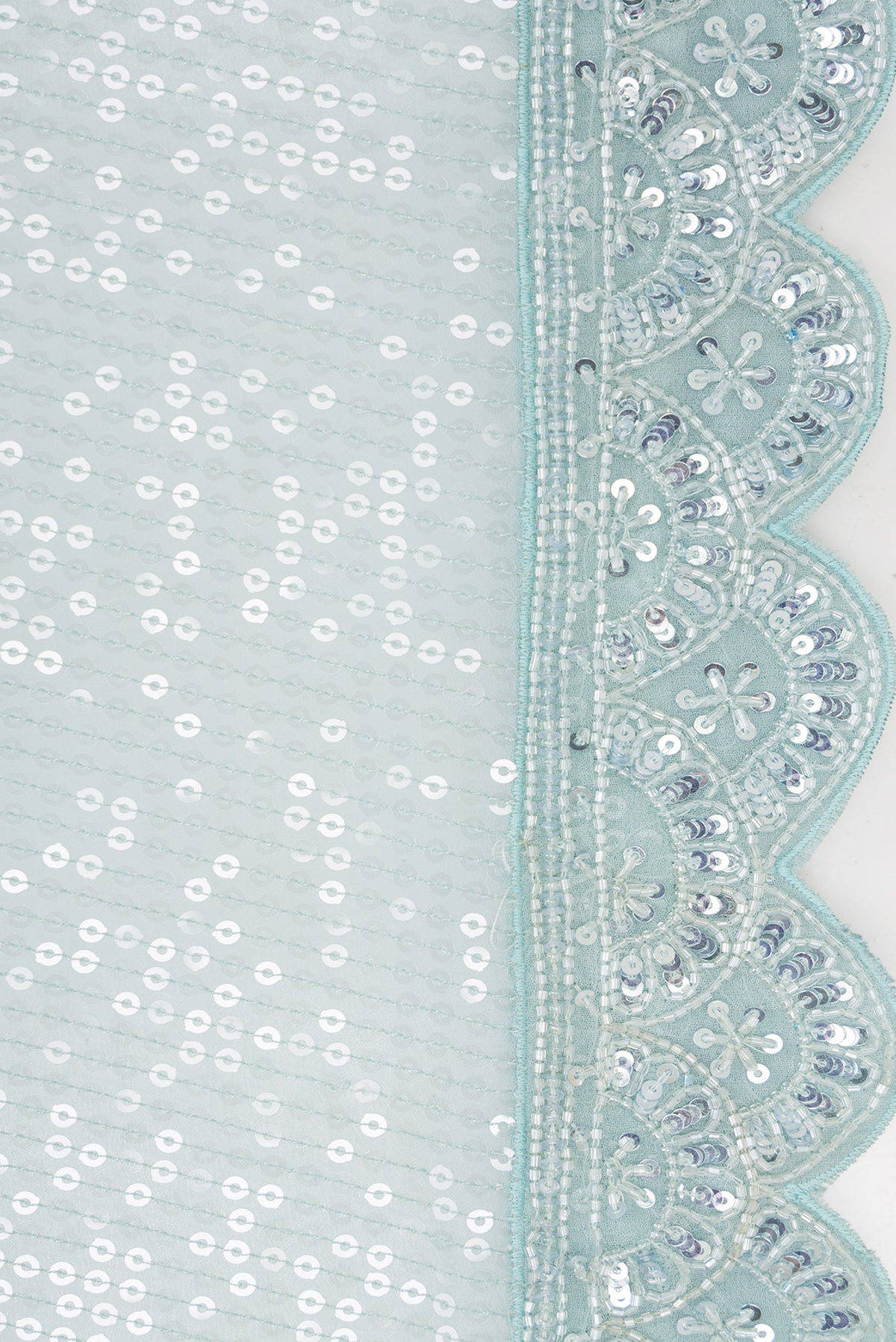 Border image of Grey Dual Tone Mysore Georgette Saree with Embroidered on the body and Sequin Border. 
